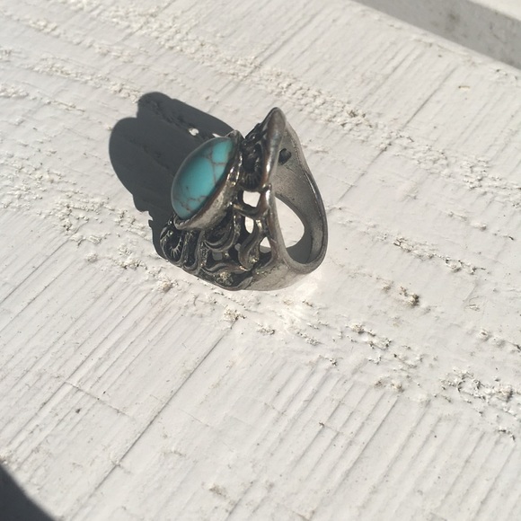 Turquoise and Silver Boho Ring - Picture 2 of 3